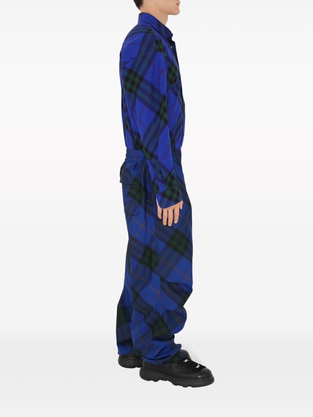 EKD-embroidered checkered twill trousers - 3
