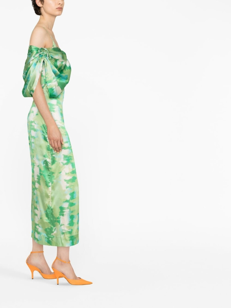 printed off-shoulder silk dress 4