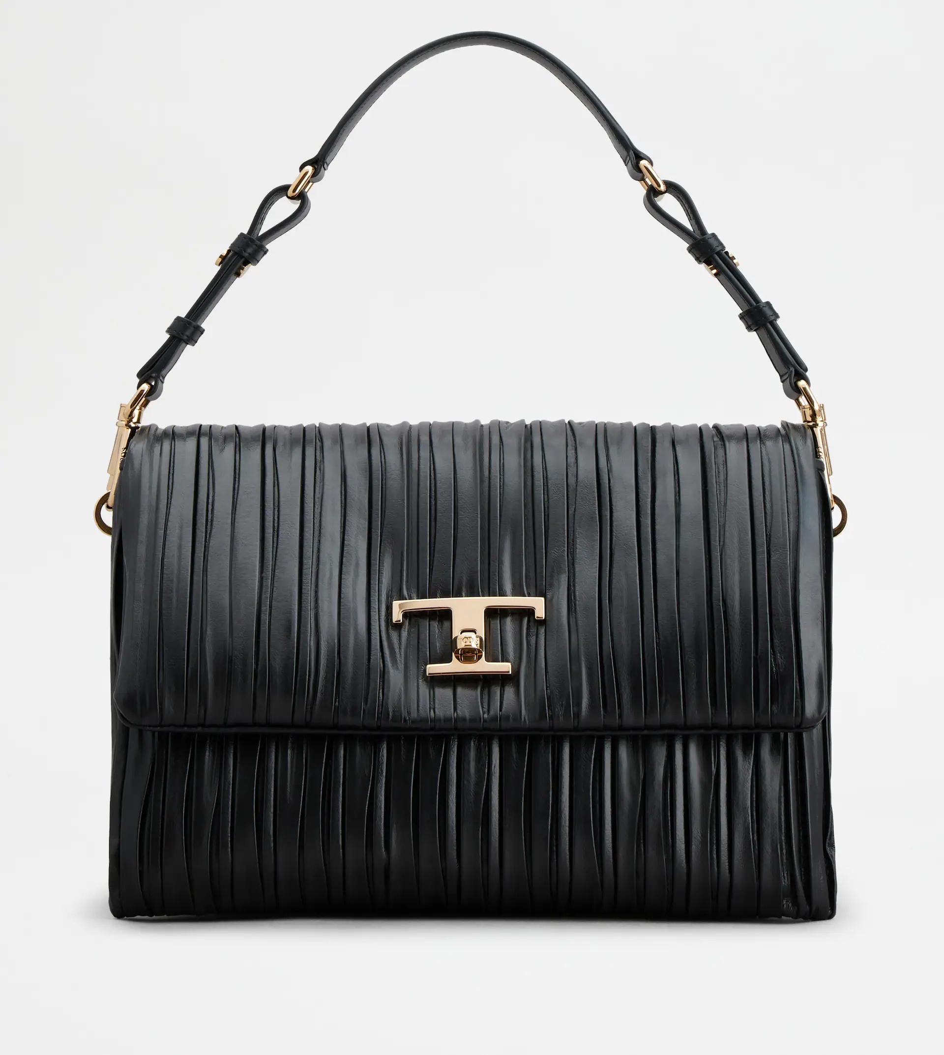T TIMELESS FLAP BAG IN LEATHER MEDIUM - BLACK - 1