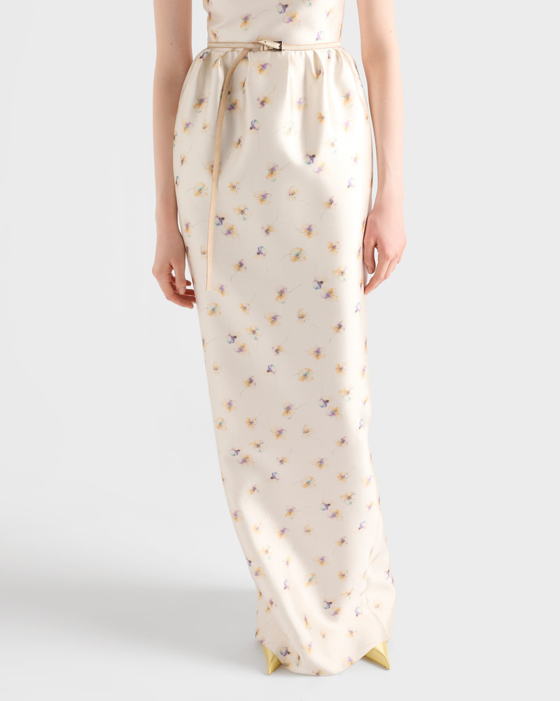 Long floral print silk and wool dress 3