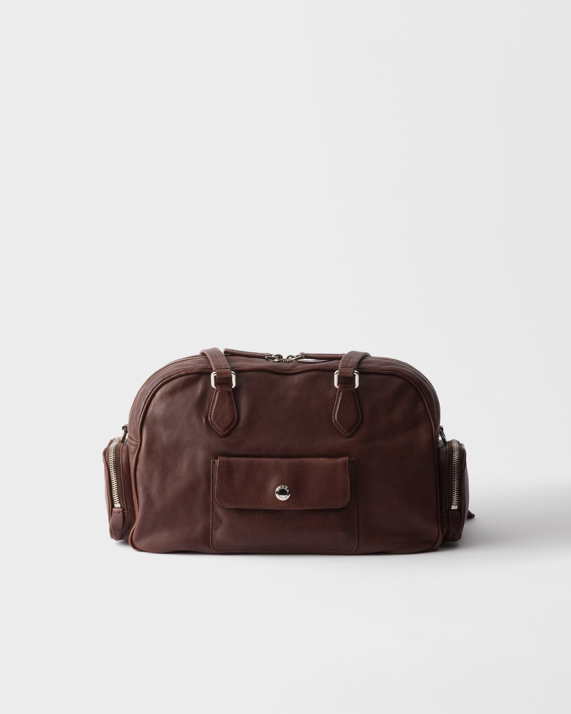 Large washed leather top-handle bag 4