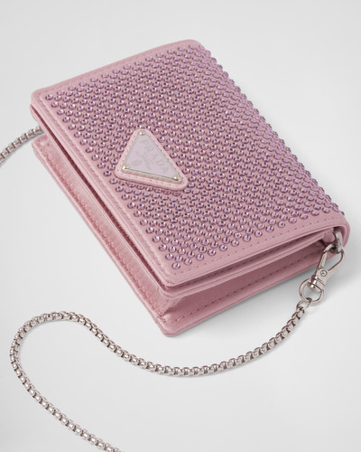 Prada Cardholder with shoulder strap and crystals outlook