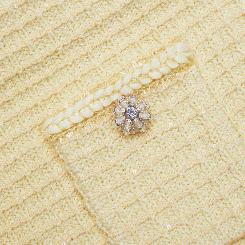 Yellow Textured Knit Skirt 5