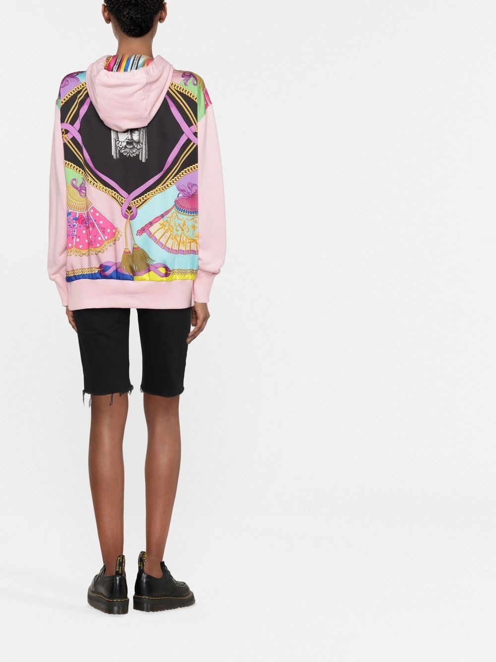 panelled print hooded sweatshirt - 4