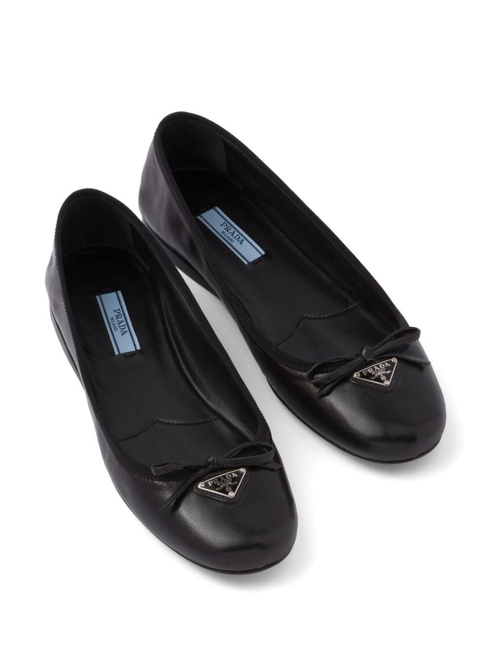 triangle-logo leather ballet flats - 4