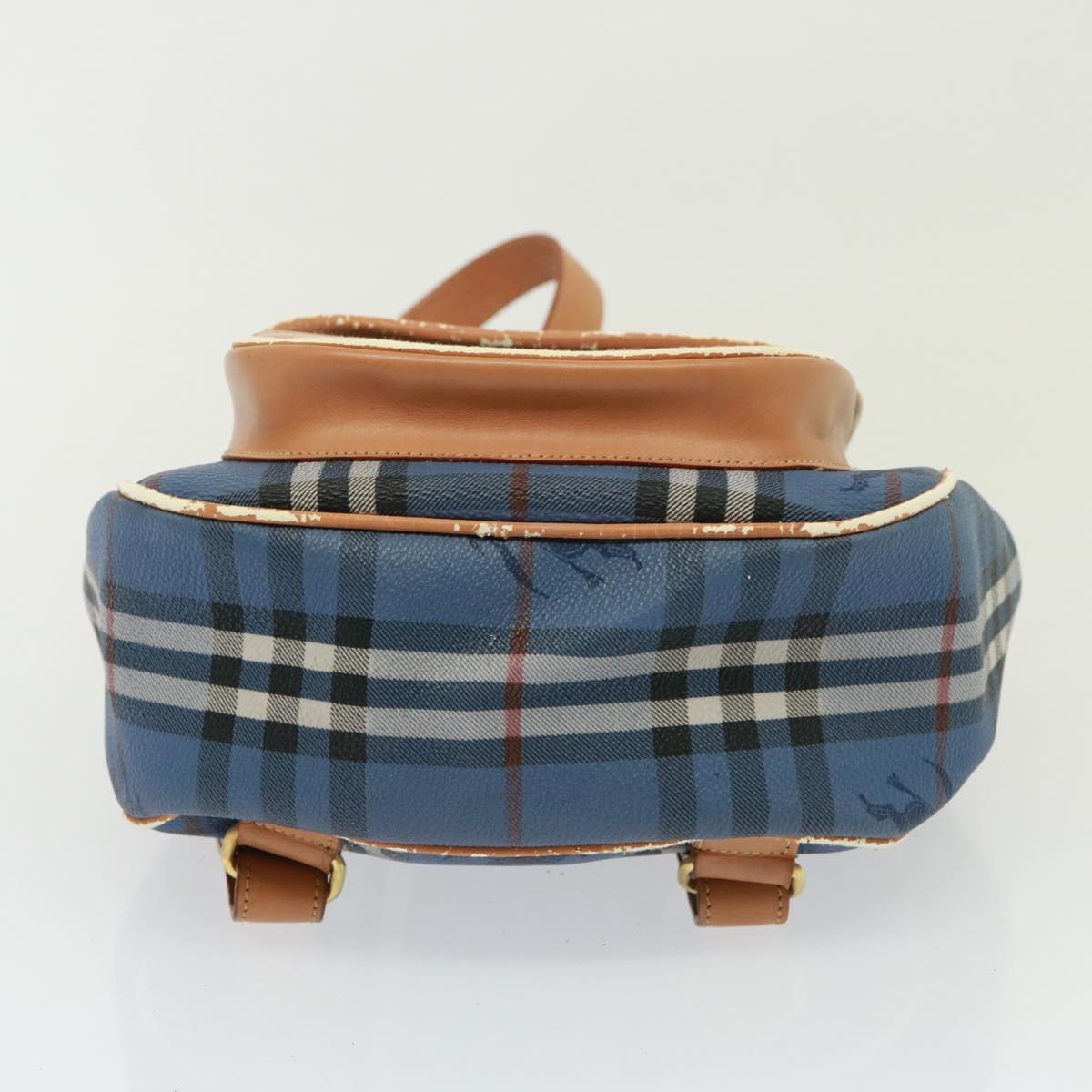 Burberry Nova Check Shoulder Bag Pvc Leather Blue - 5