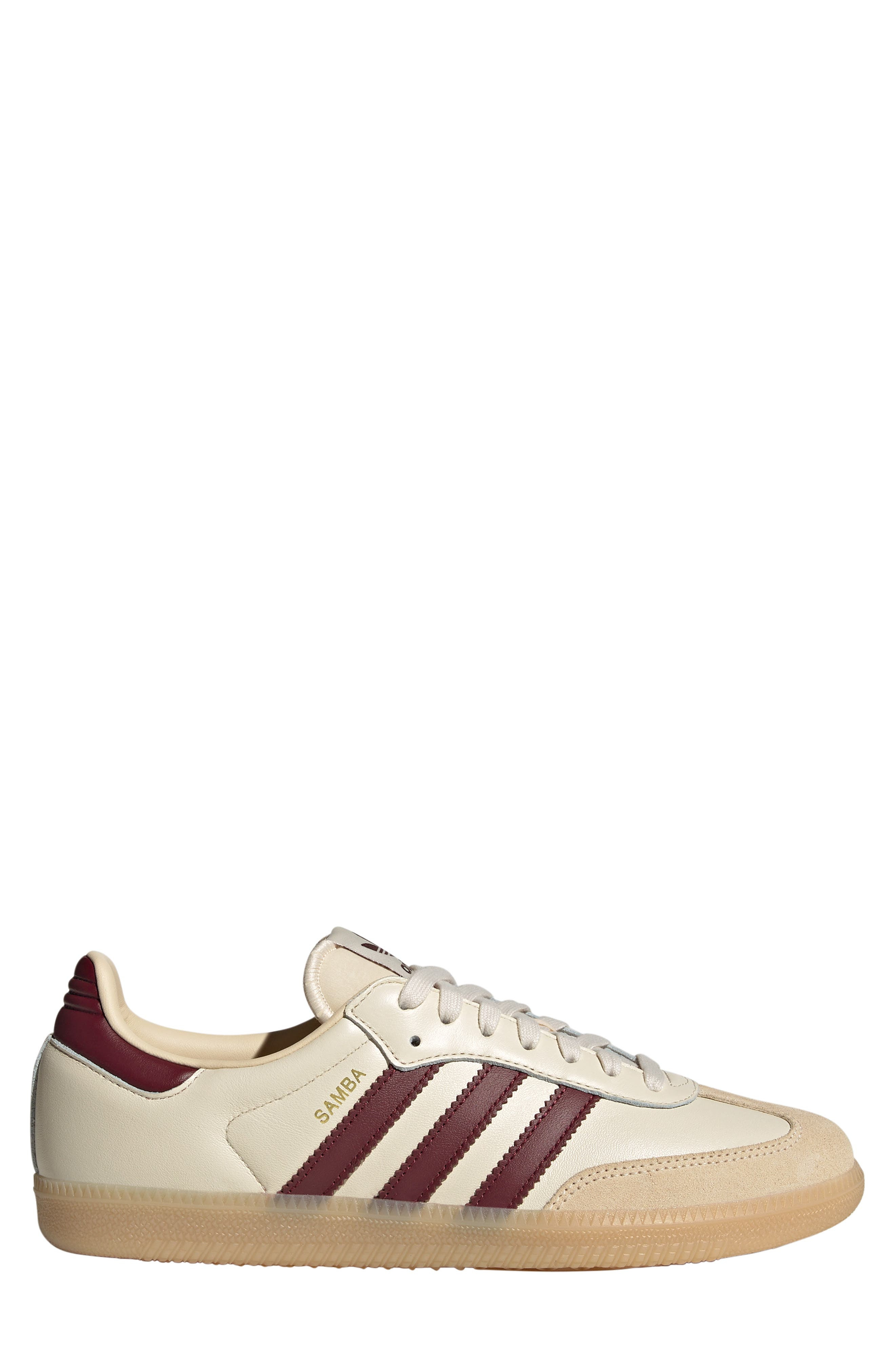 adidas Samba OG Sneaker in Wonder White/Shadow Red/Gum at Nordstrom - 3