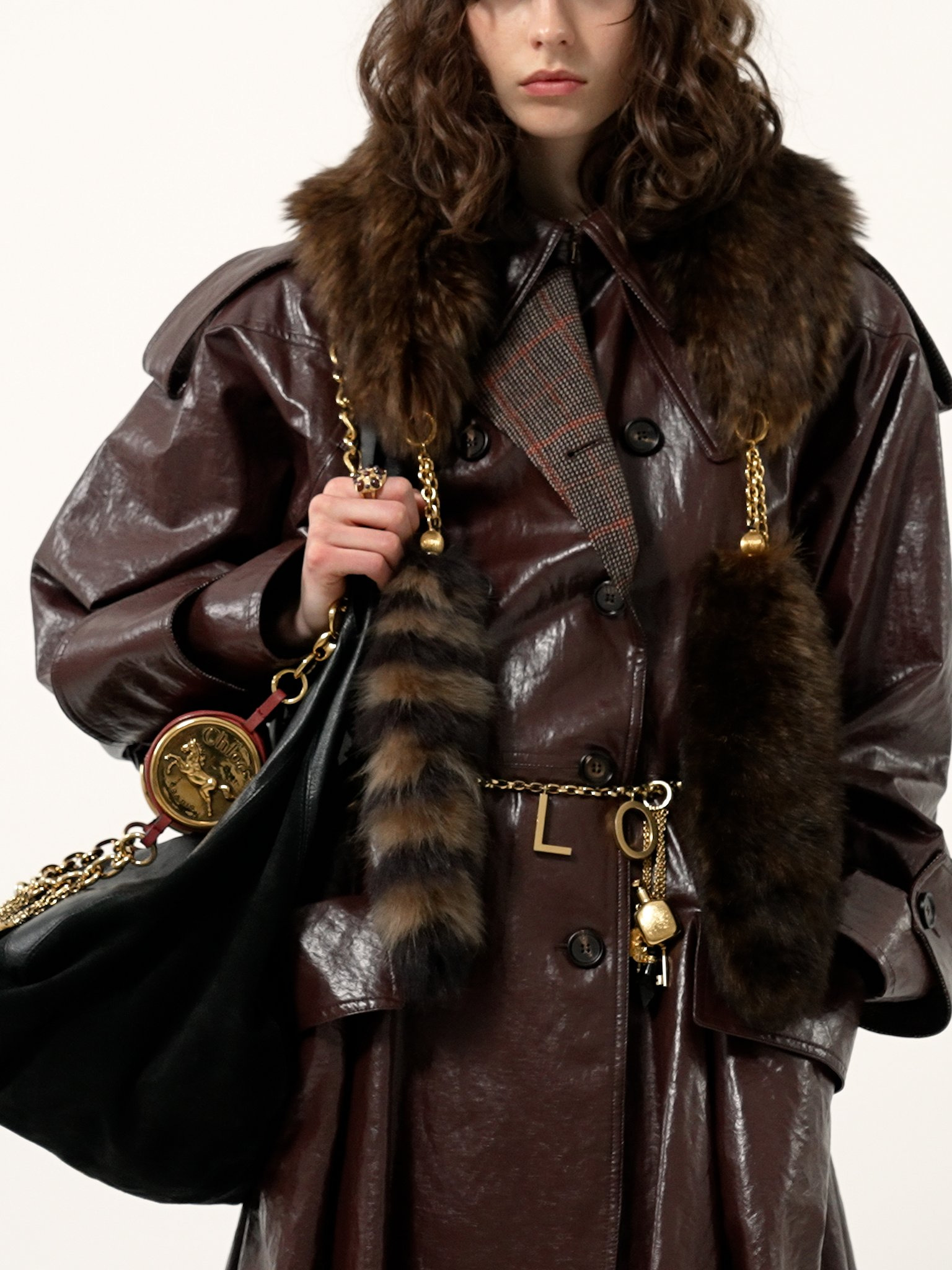 DOUBLE-BREASTED LONG RIDING COAT IN COATED LINEN - 5