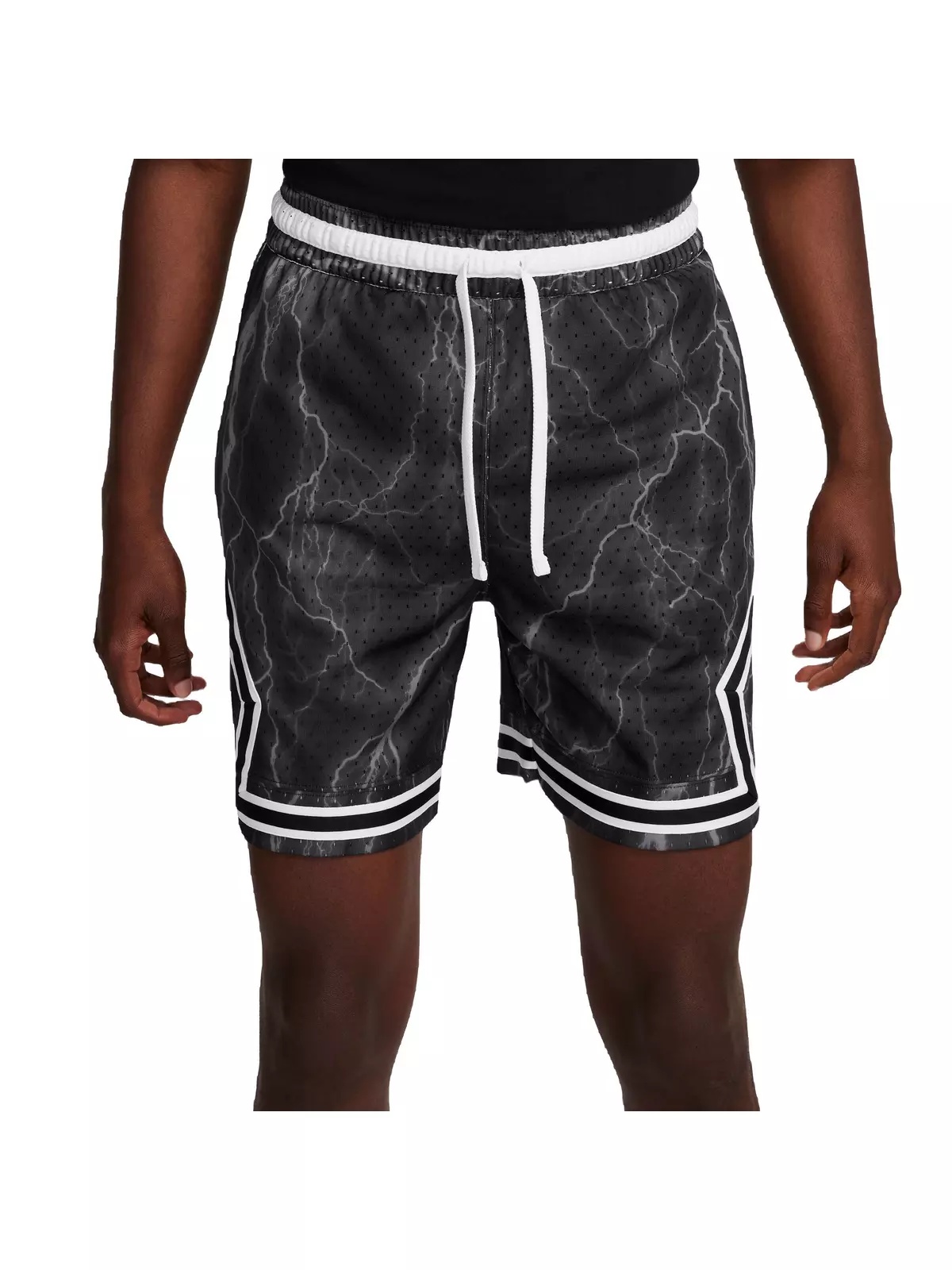 Men's Sport Printed Diamond Shorts - Black/White - 4