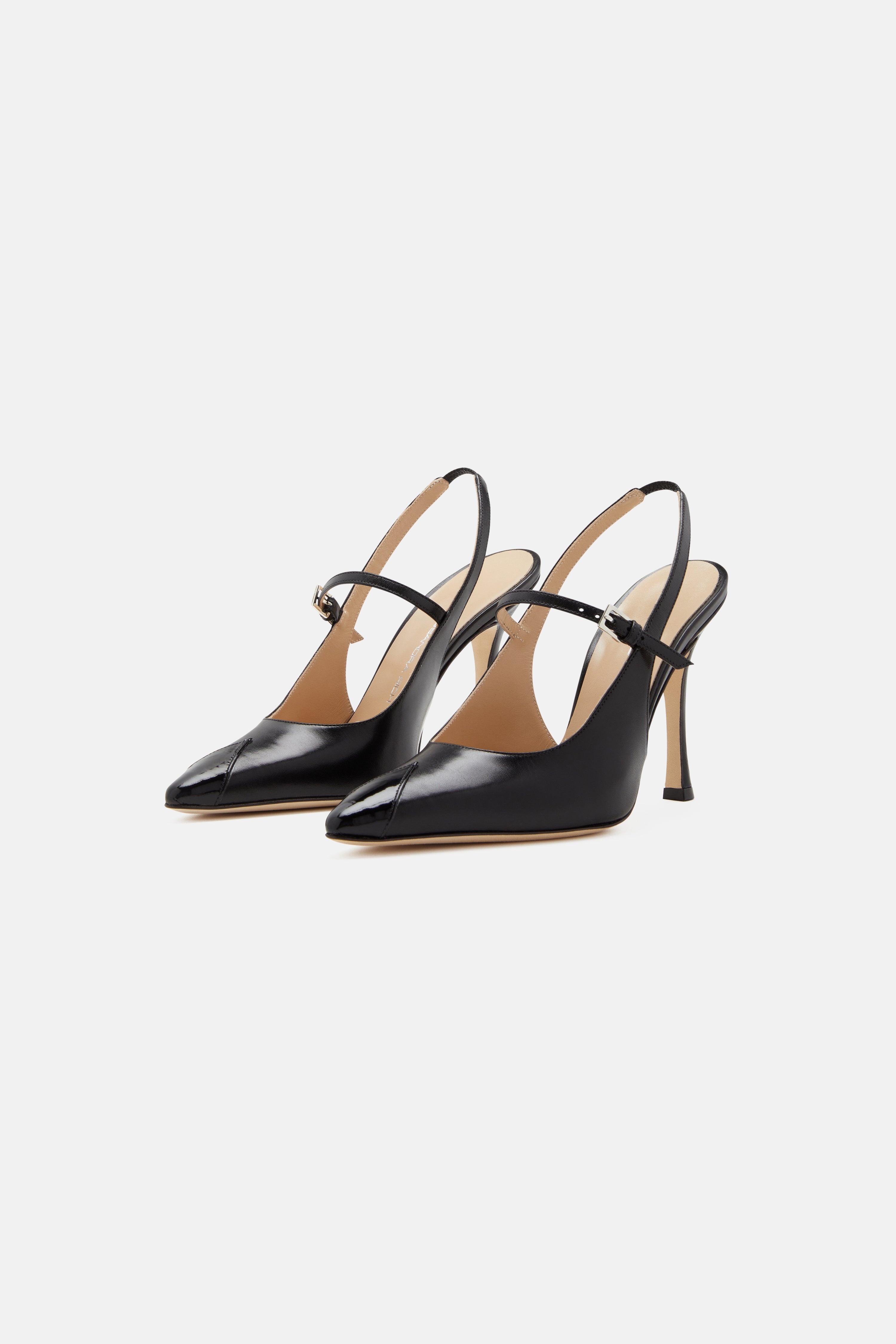 LEATHER SLINGBACK WITH CONTRASTING POINT-10.5CM - 1