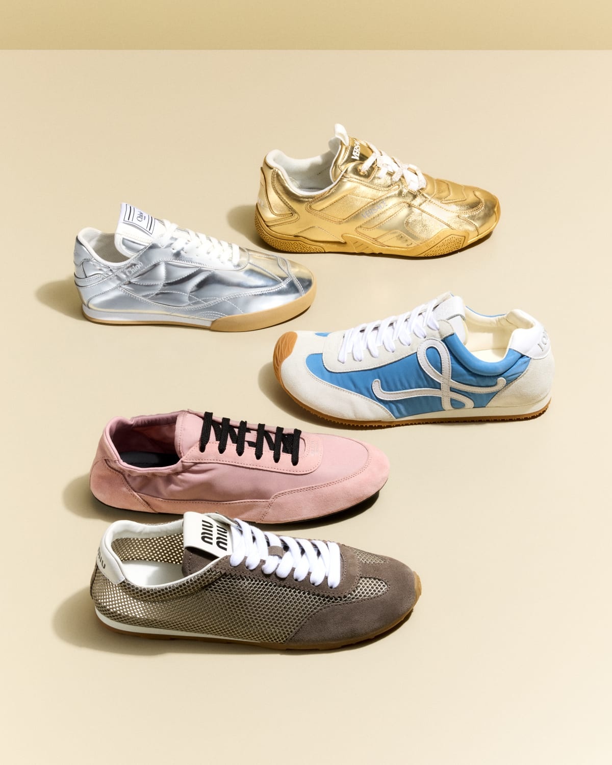 Low-Top Mesh Suede Sneakers - 4