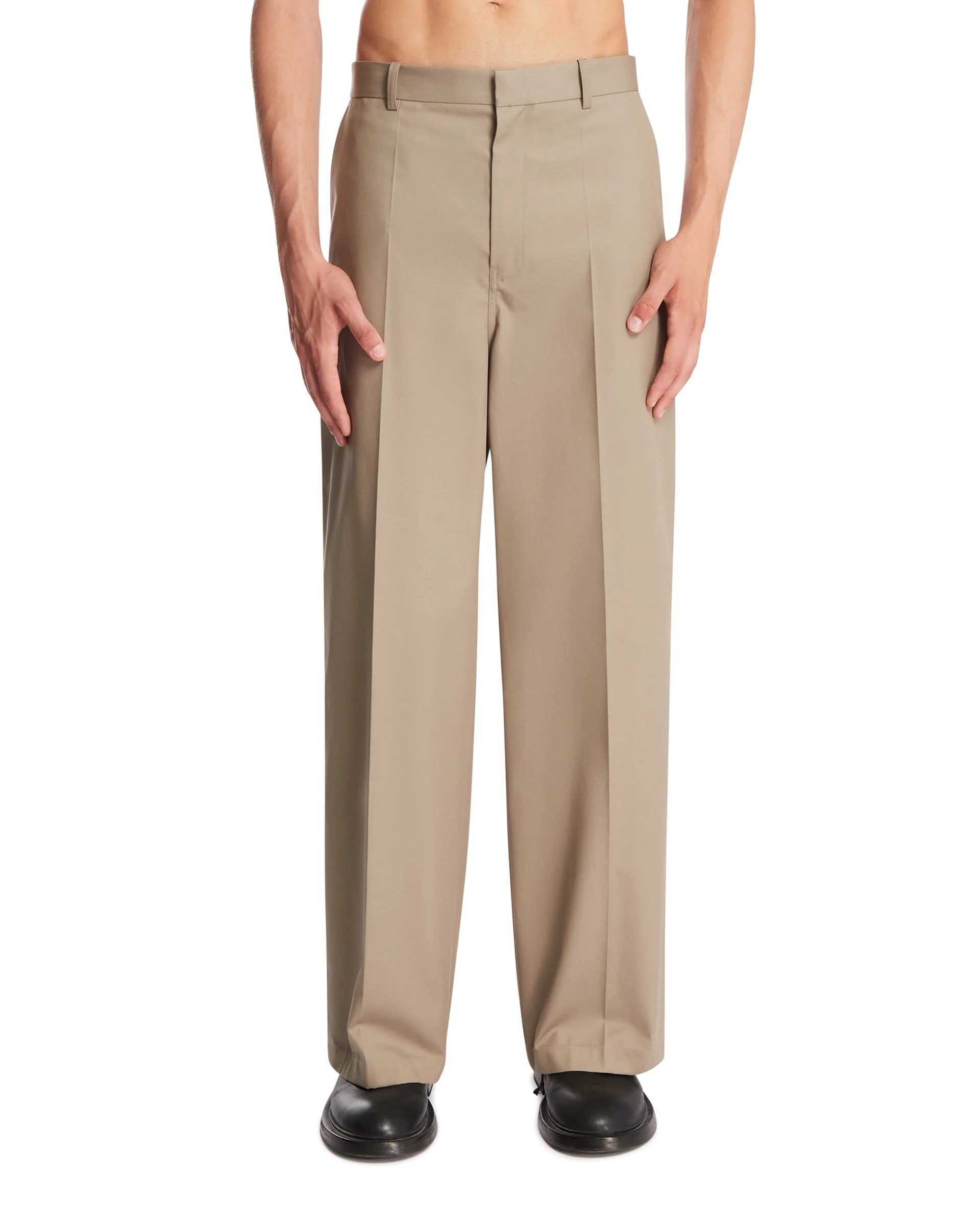 Gray Wide Cotton Chino Trousers - 1