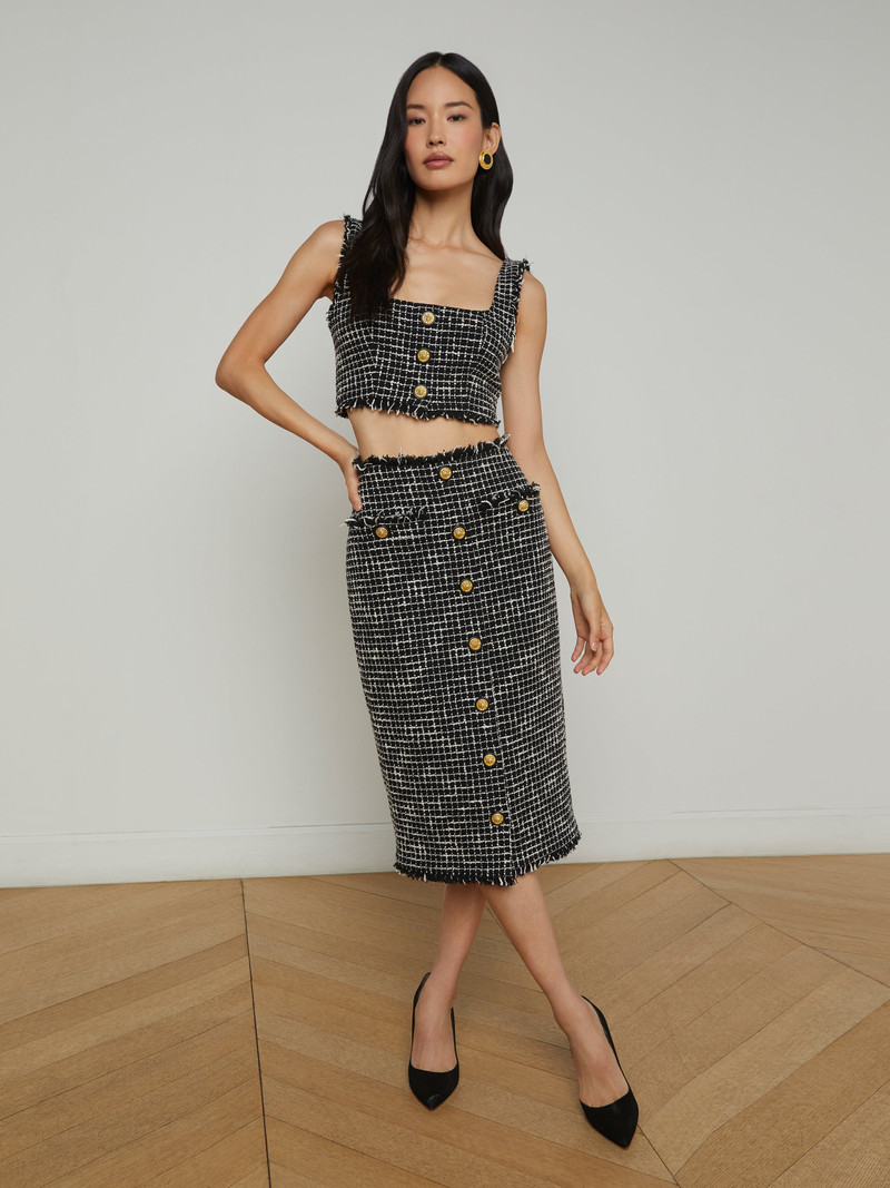 L'AGENCE Tai Tweed Midi Skirt outlook