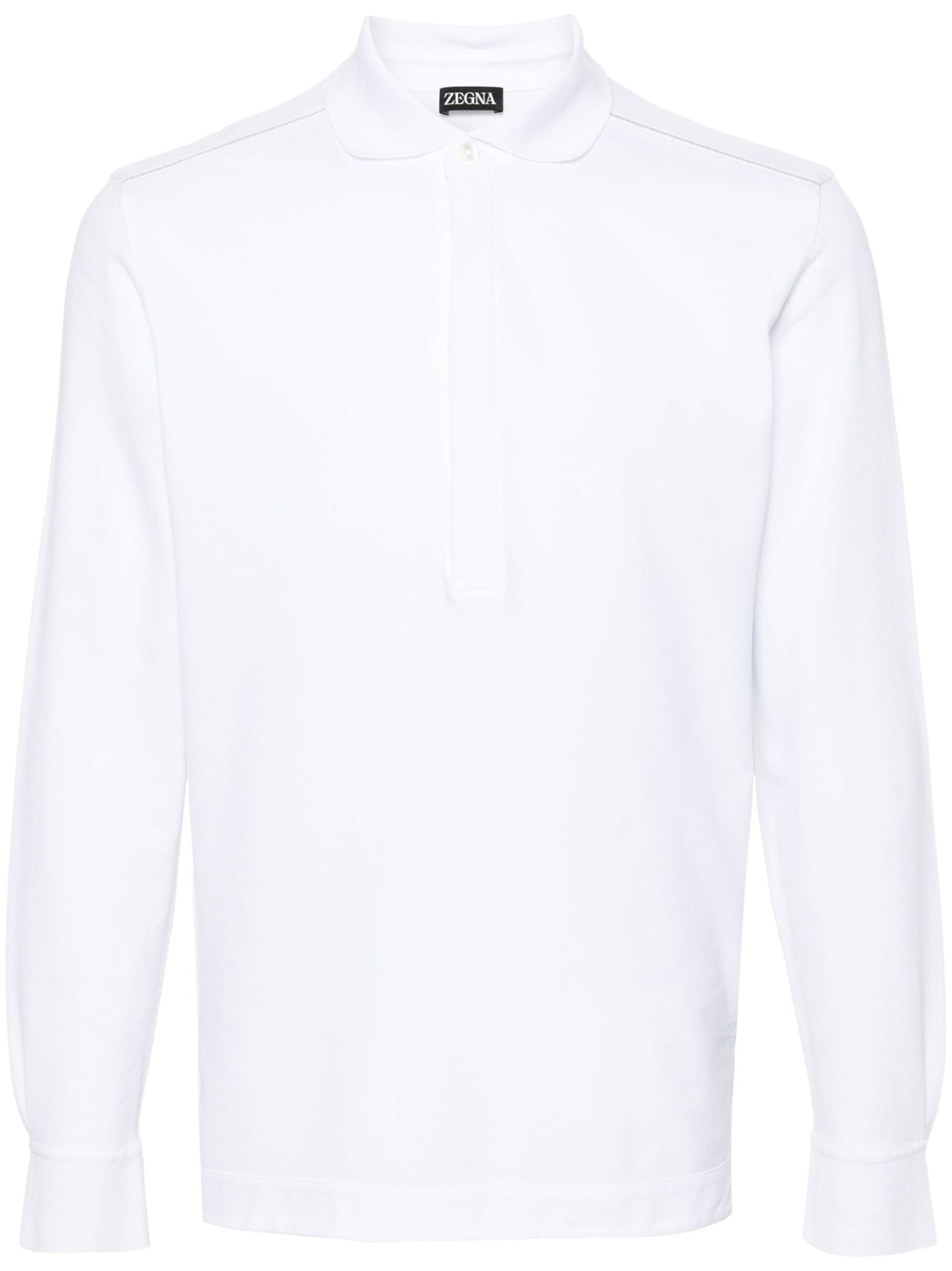 white Contrast-Trim Cotton Polo Shirt - 1