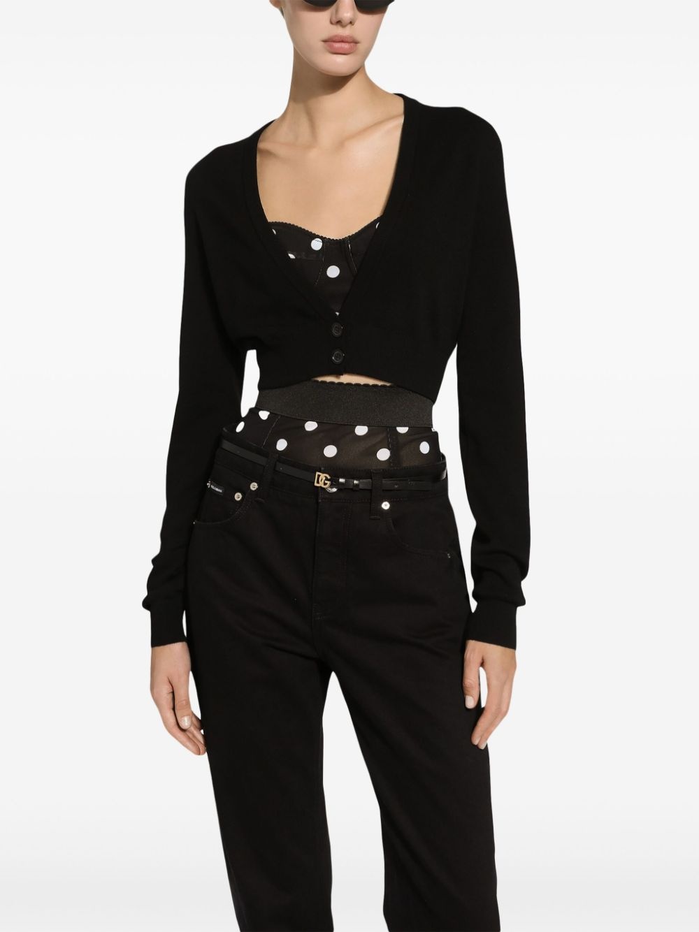 V-neck cropped cardigan - 2