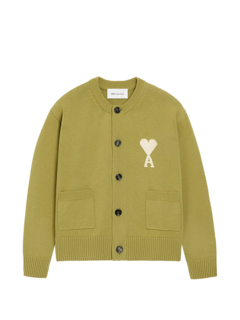 Ami de Coeur intarsia-logo cardigan 1