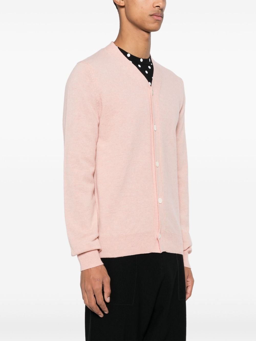 logo-appliqué wool cardigan - 3