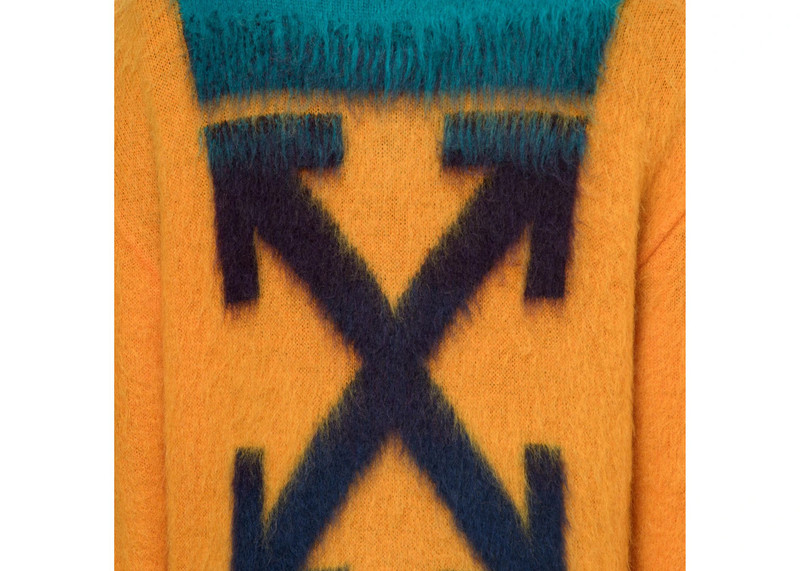 Off-White OFF-WHITE Brushed Arrows Mohair Zip Up Hoodie Orange/Multicolor outlook