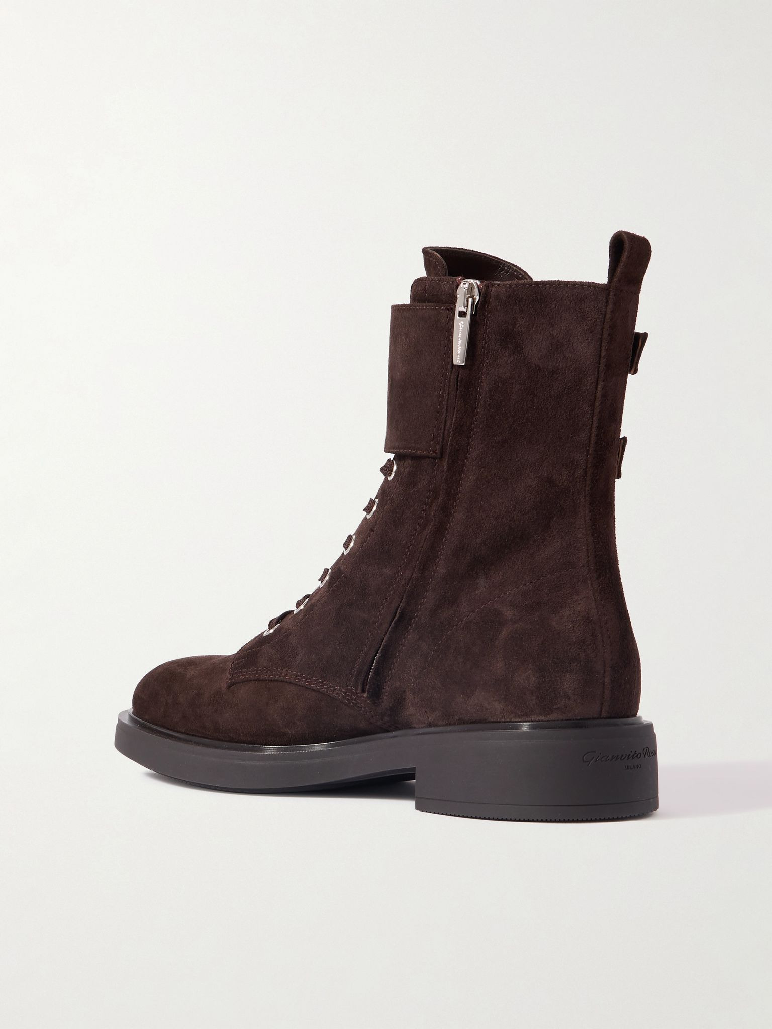 Ripley buckled suede ankle boots Chocolate - 3