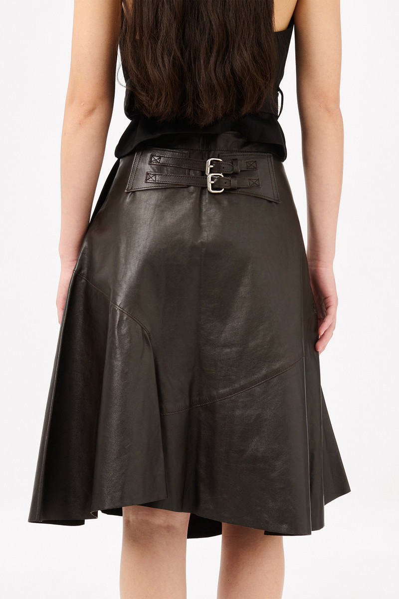 Waltz Skirt Umber Brown Fluid Calfskin 6
