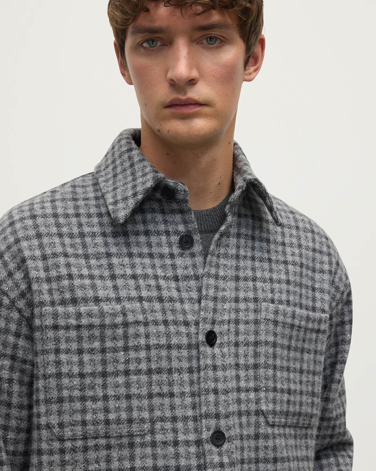 Cashmere Wool Blend Grey Overshirt - 5