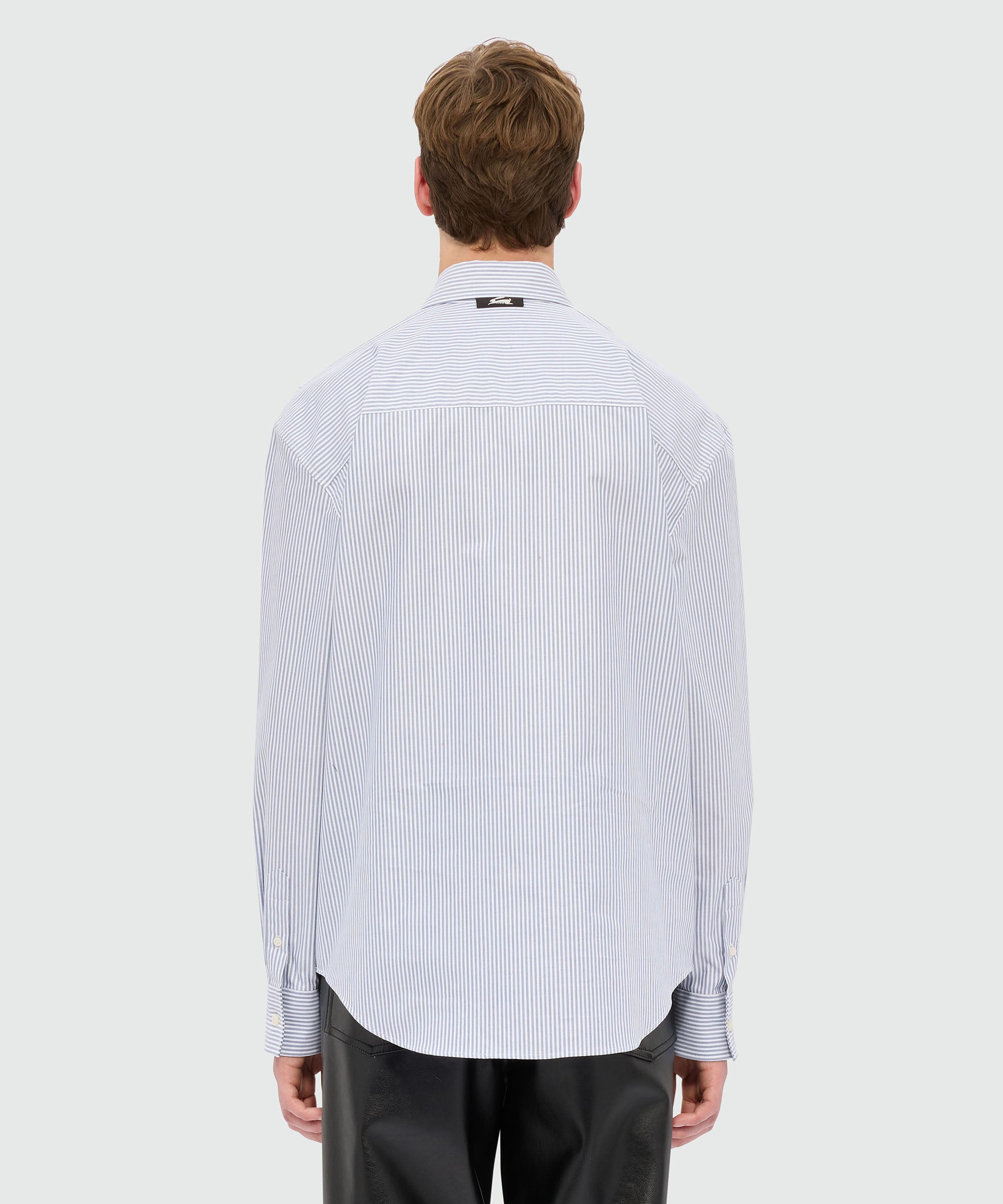Light blue striped cotton oxford shirt with "Sketched Bunnies" print - 3