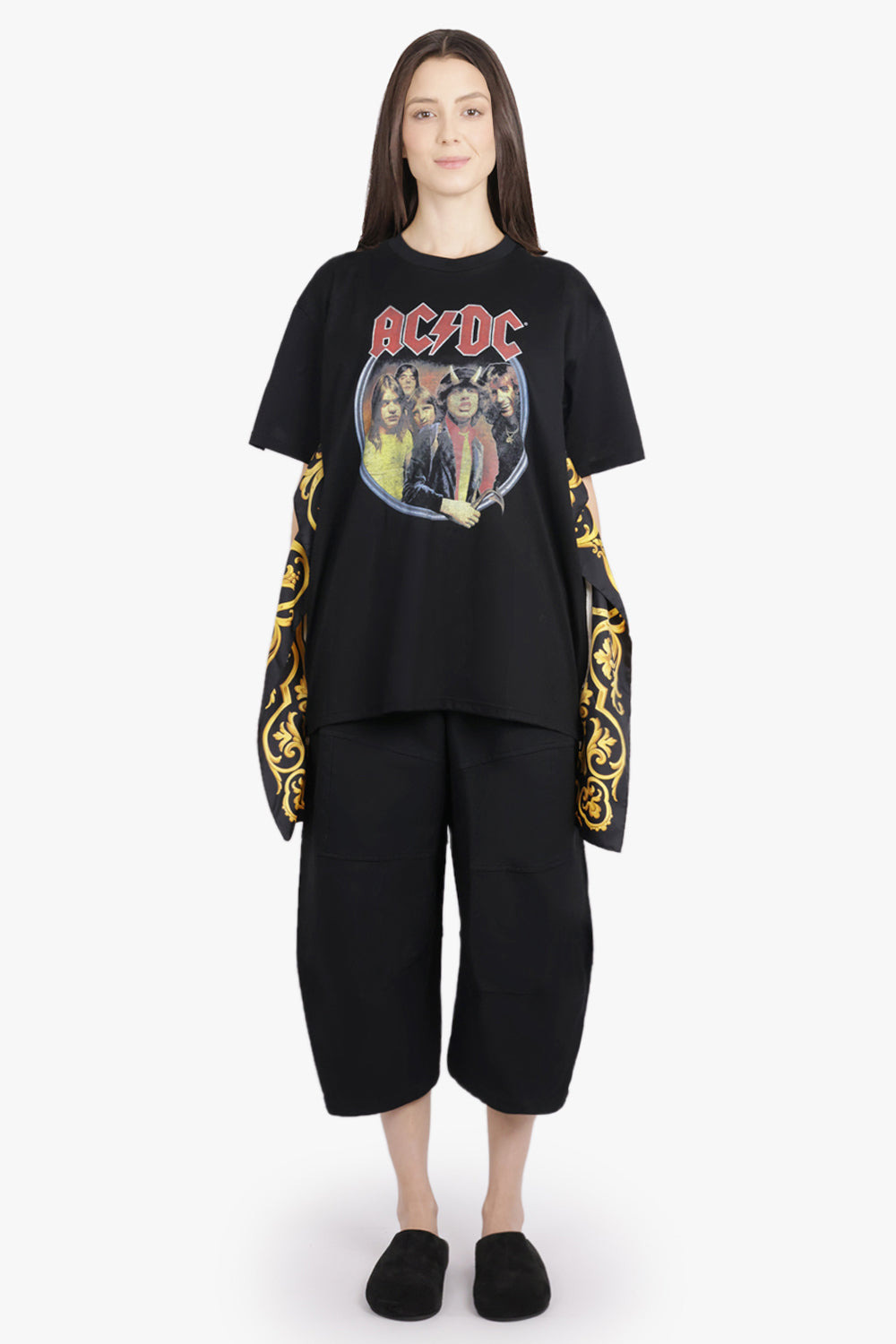 ACDC X VERSACE SCARF PANEL S/S T-SHIRT | BLACK/MULTI - 4