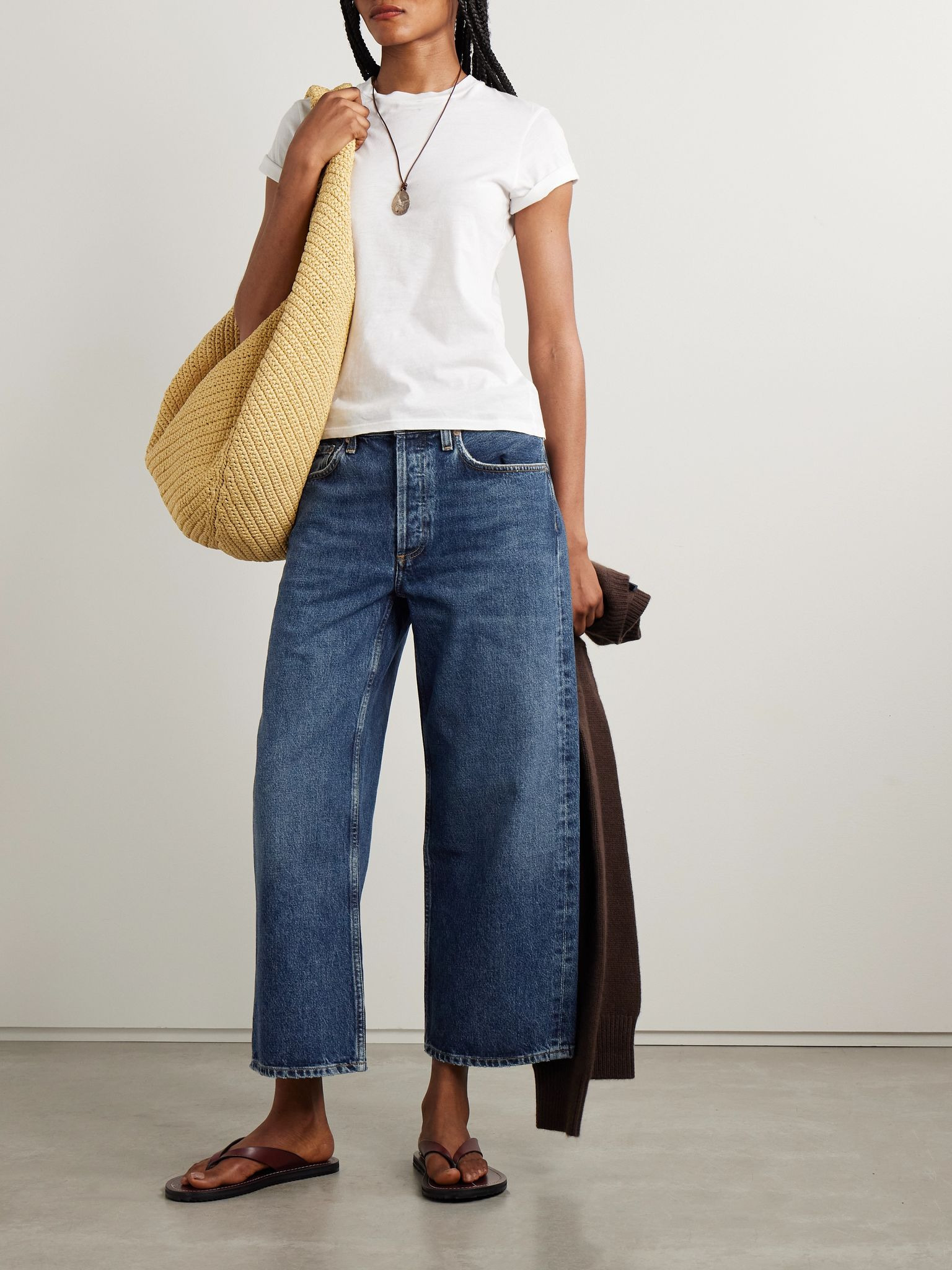 Arc cropped high-rise wide-leg jeans Mid denim - 2