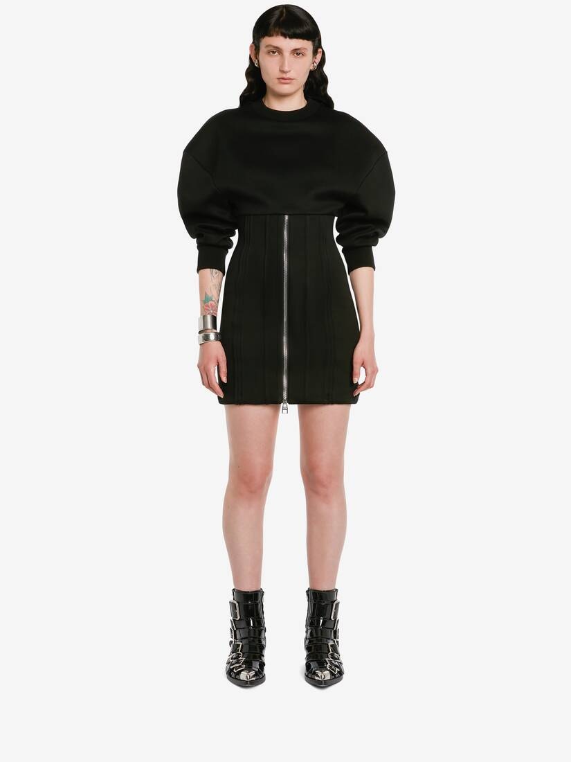 Women's Cocoon Sleeve Mini Dress in Black - 2