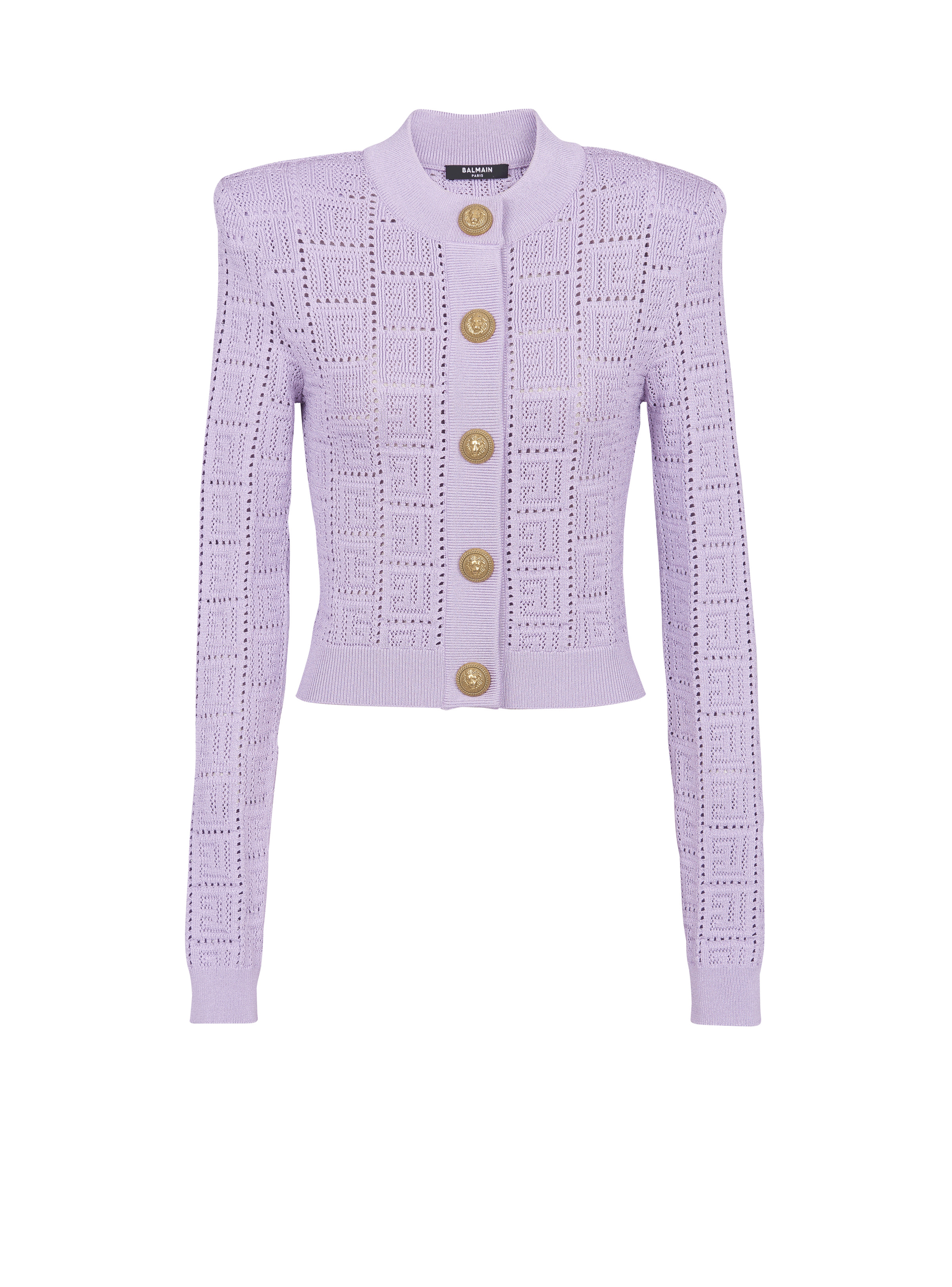 Monogrammed openwork knit cardigan - 1