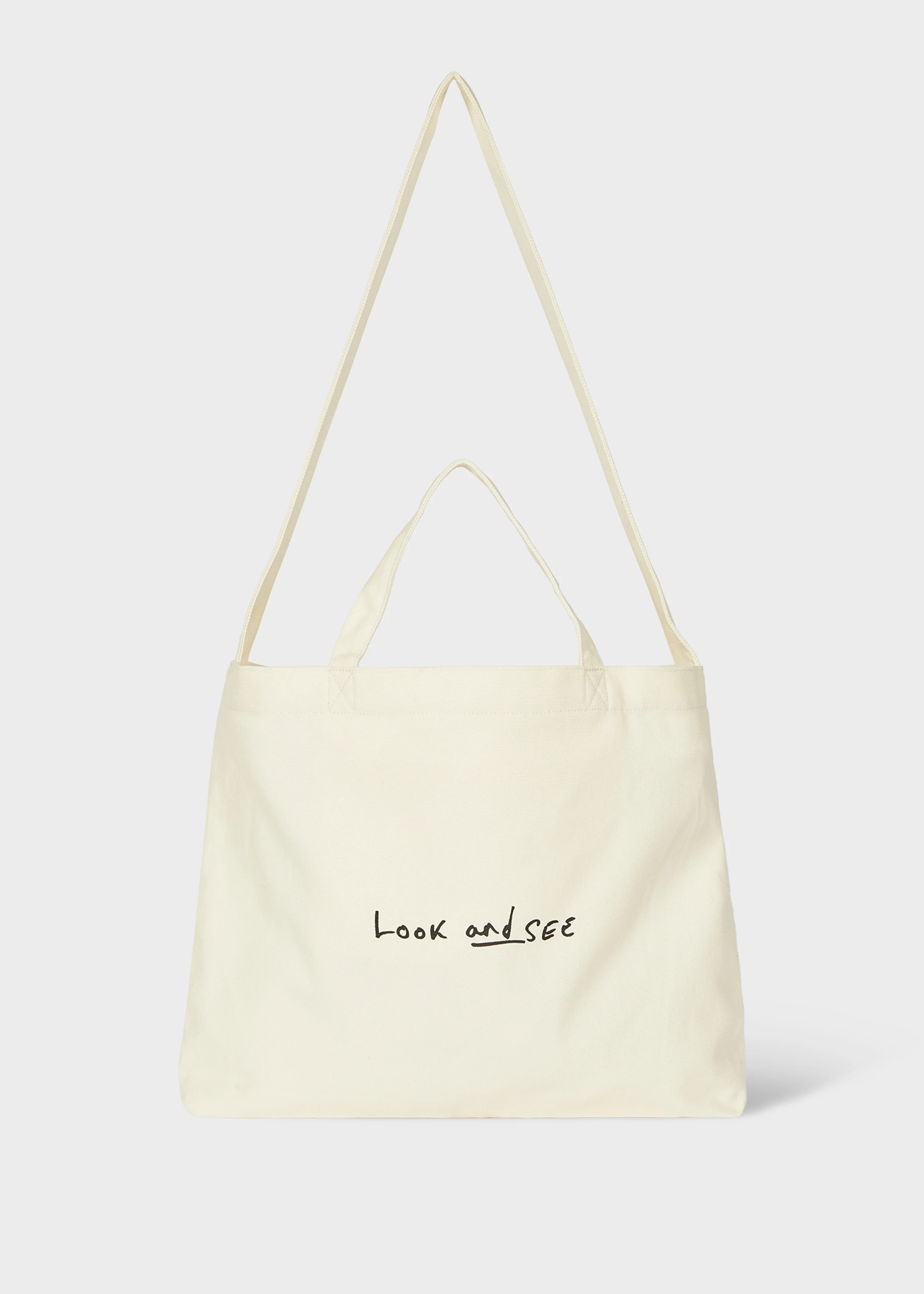Ecru Cotton-Canvas Quote Tote Bag - 1