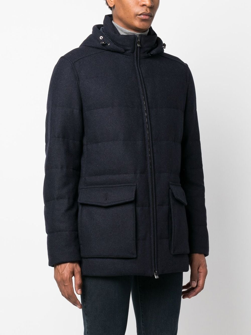 cargo-pocket cashmere padded jacket - 3