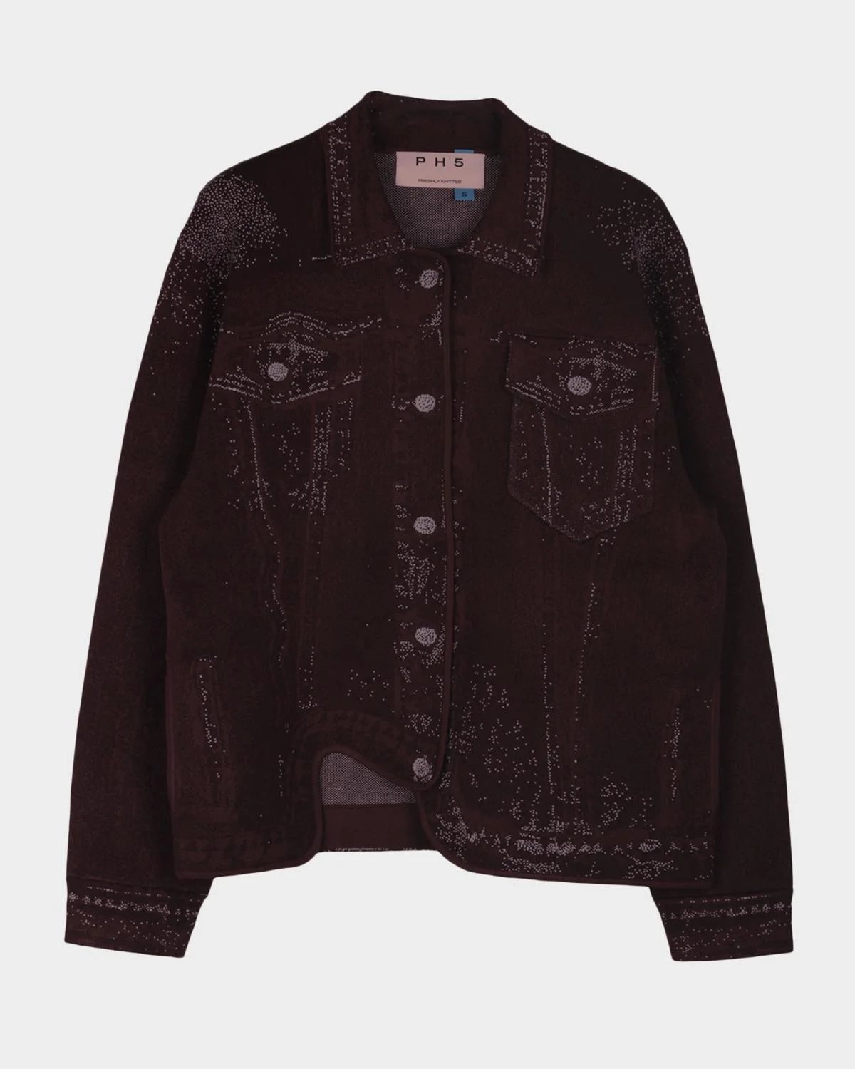Hana Denim-Printed Wavy Asymmetric Jacket - 1