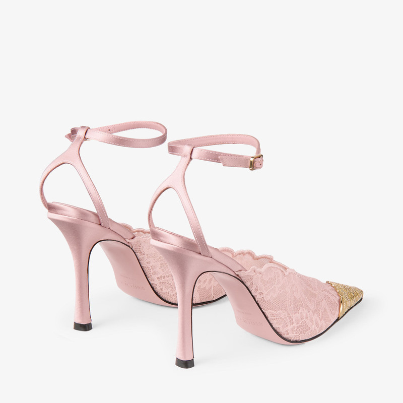JIMMY CHOO Faiz 100
Rose Jimmy Choo Lace Pumps with Metal Lace Detail outlook