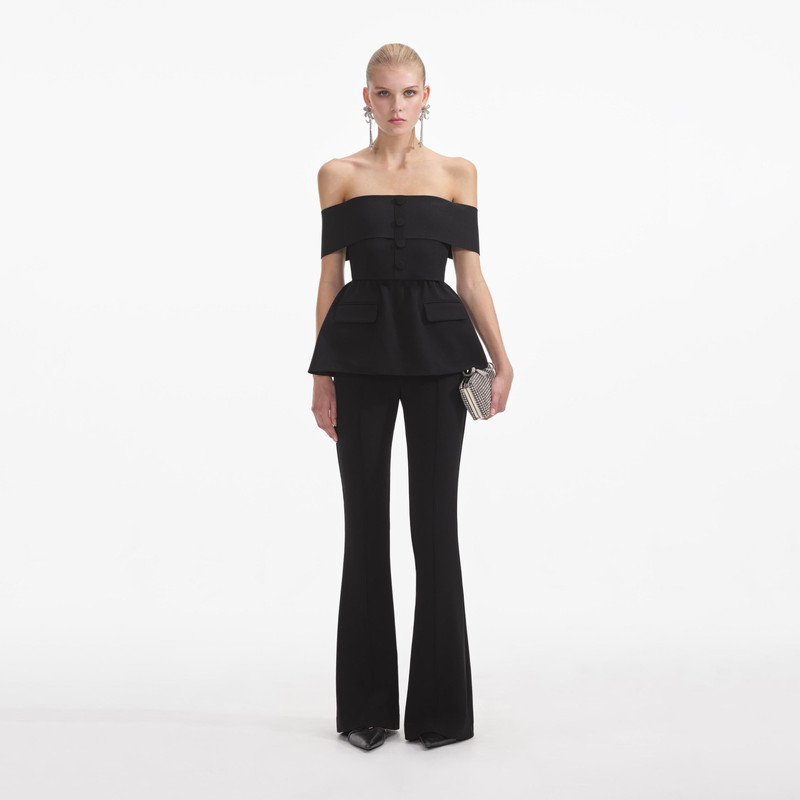 Black Crepe Off Shoulder Jumpsuit 1