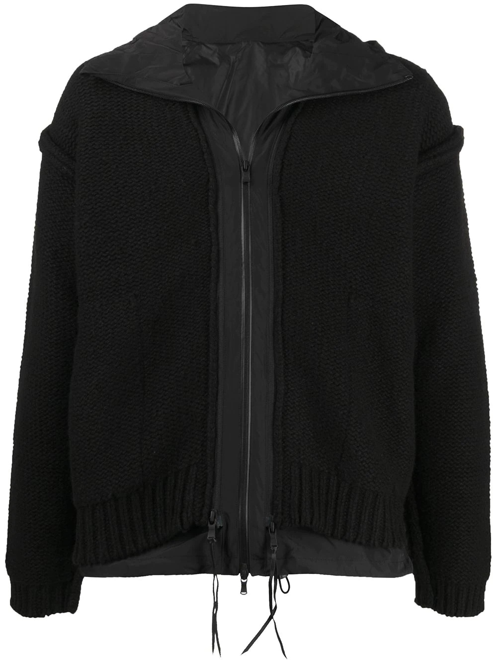 knitted layered hooded jacket - 1