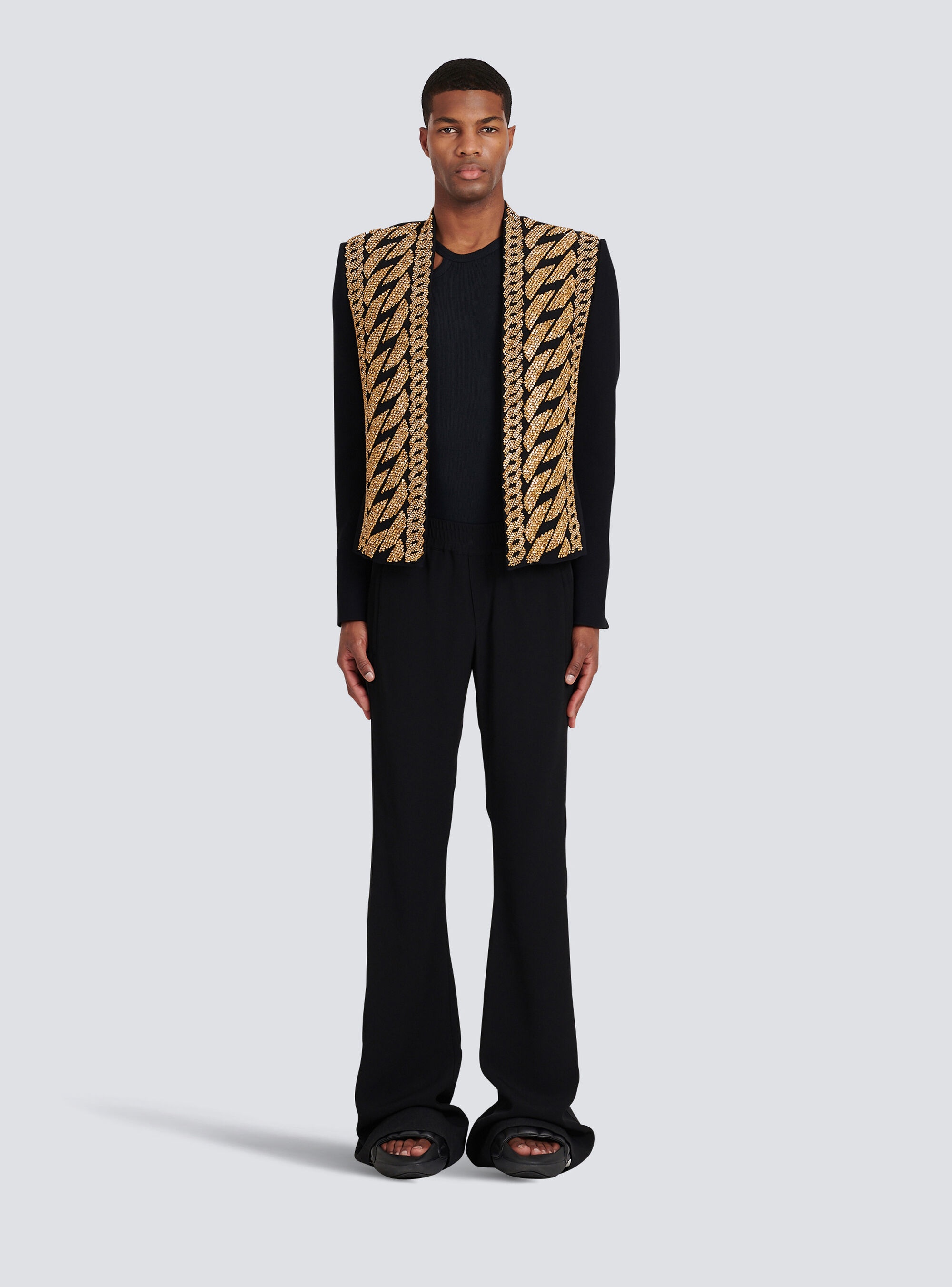 Eco-designed spencer jacket with gold-tone chain embroidery - 3