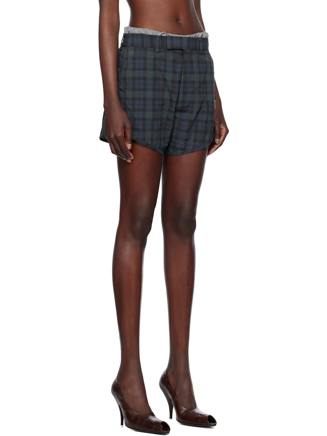 Navy & Green Tailored Gym Shorts - 2