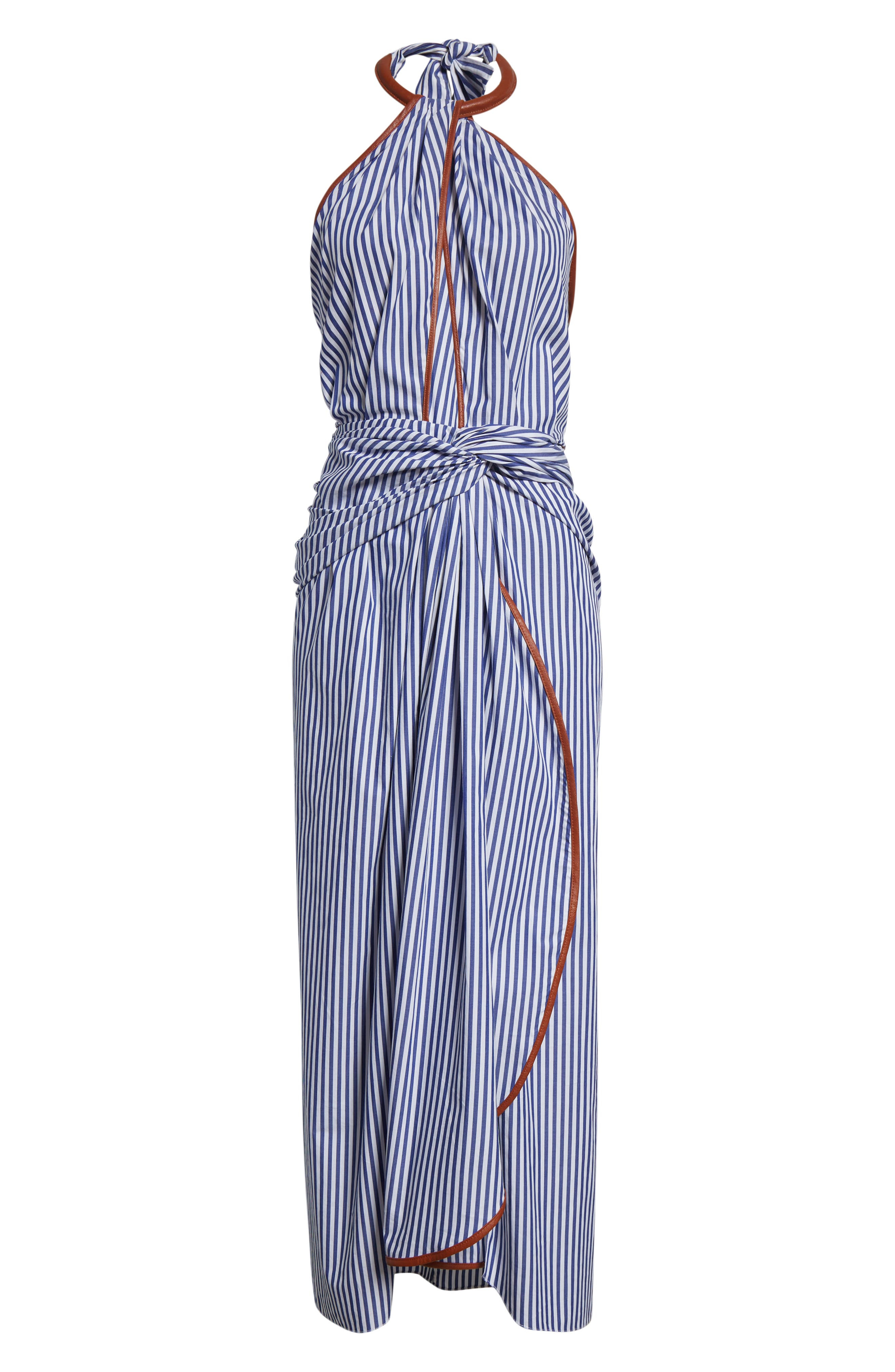 Johanna Ortiz Centro Del Cielo Stripe Halter Dress in Off White /Blue at Nordstrom - 5