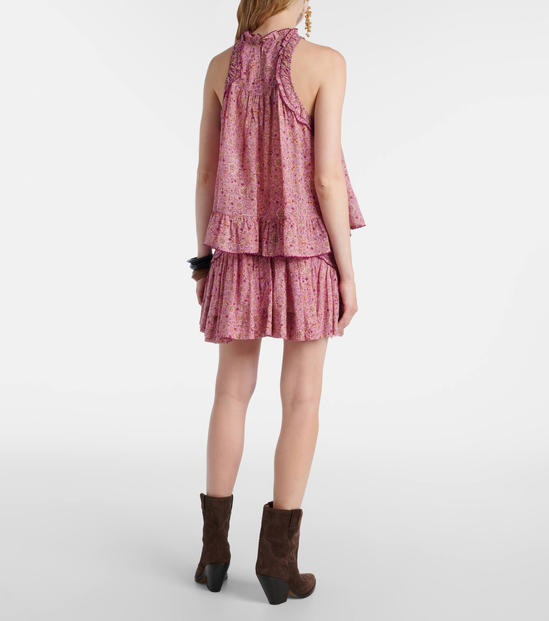 Carlee printed ruffled cotton blouse - 3