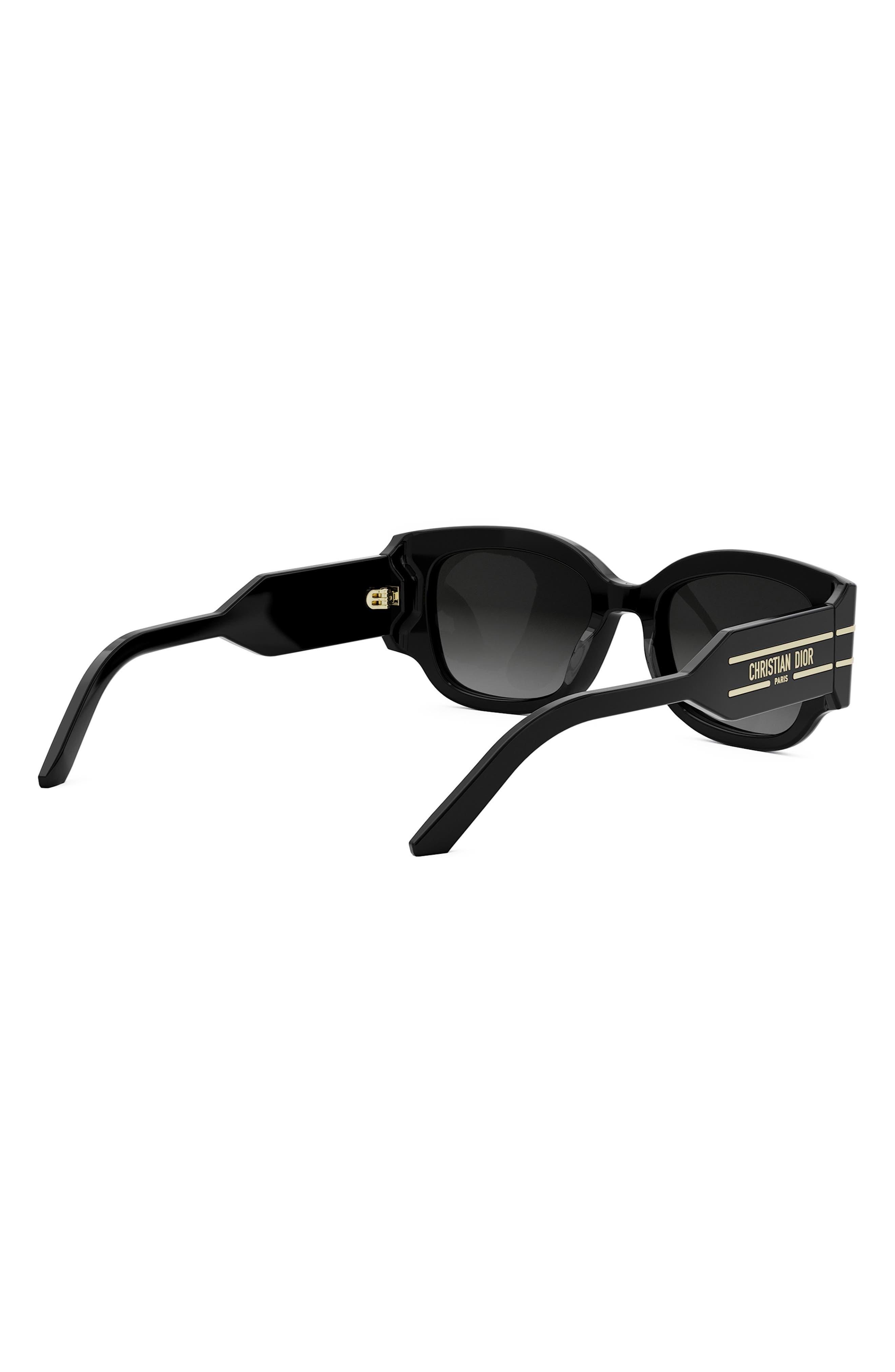 'DiorSignature S13I 52mm Rectangular Sunglasses in Shiny Black /Gradient Smoke at Nordstrom - 4