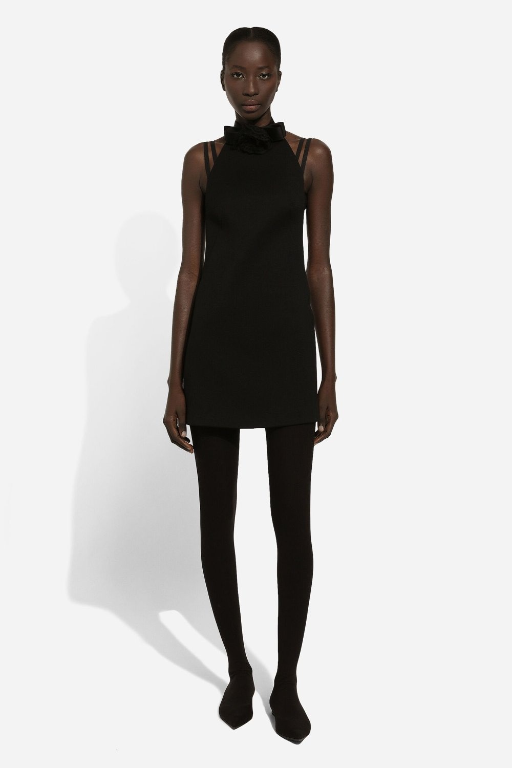 Short Woolen Dress with Rare Neckline - 2
