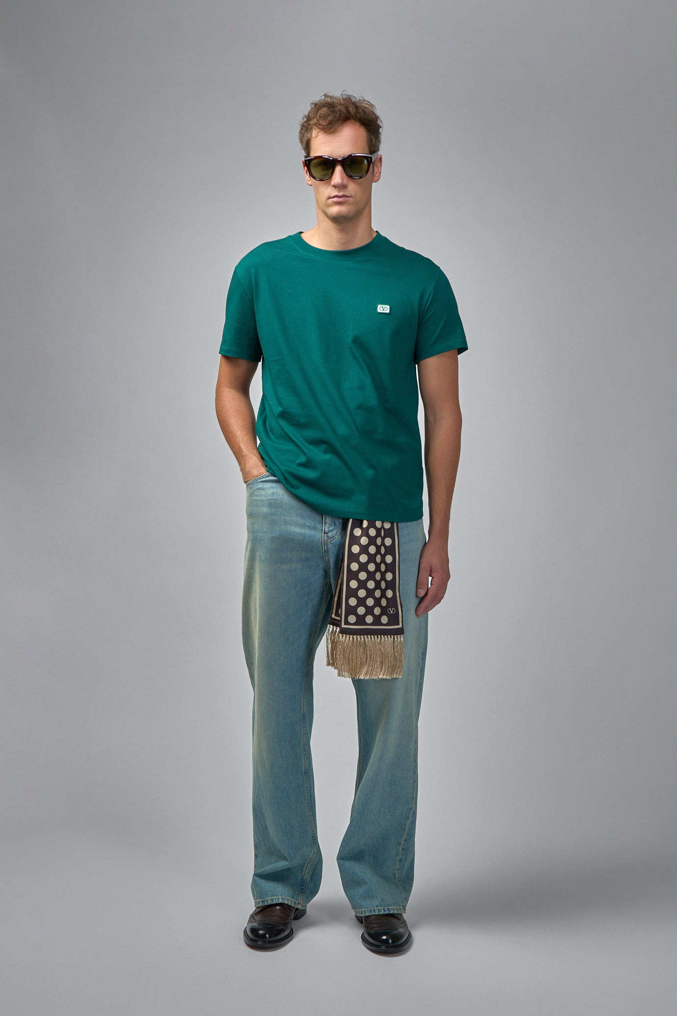 Cotton T-Shirt With VLogo Patch - 2