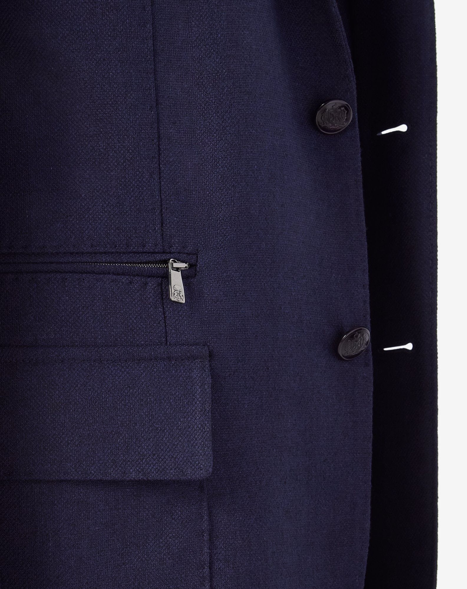 Royal blue silk and wool jacket with inner vest - 3