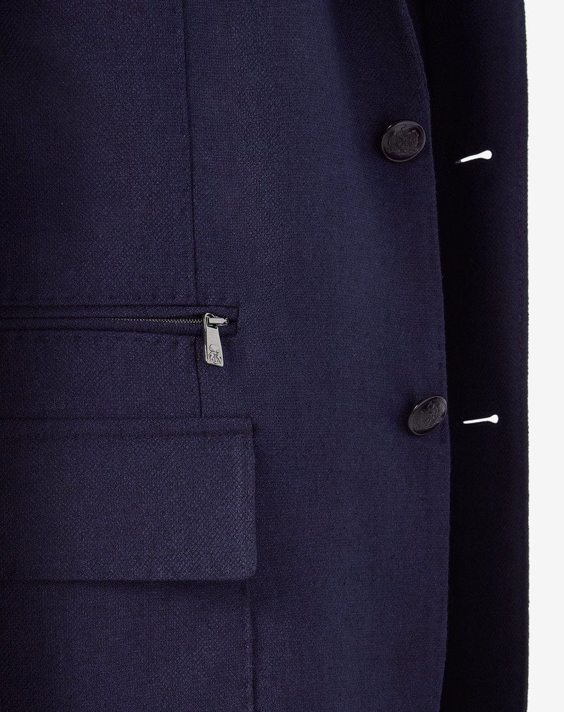 Royal blue silk and wool jacket with inner vest 3