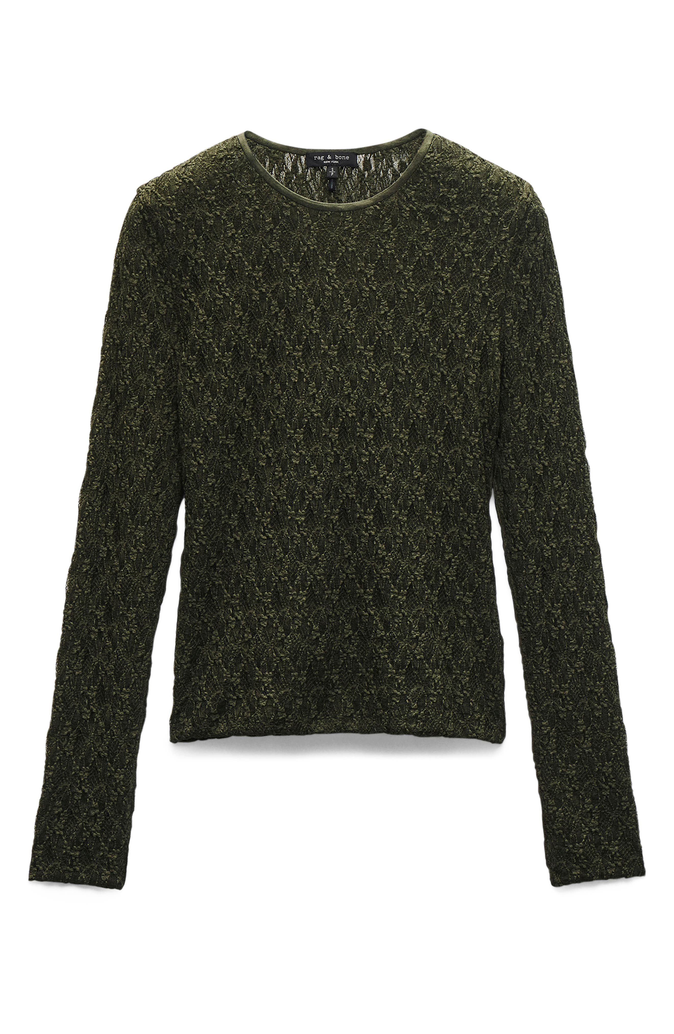 rag & bone Ellie Lace Top in Army at Nordstrom - 5