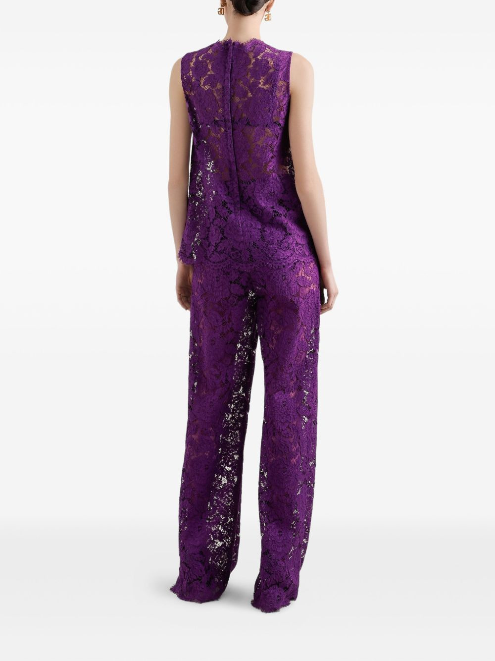 lace-detailing trousers - 3