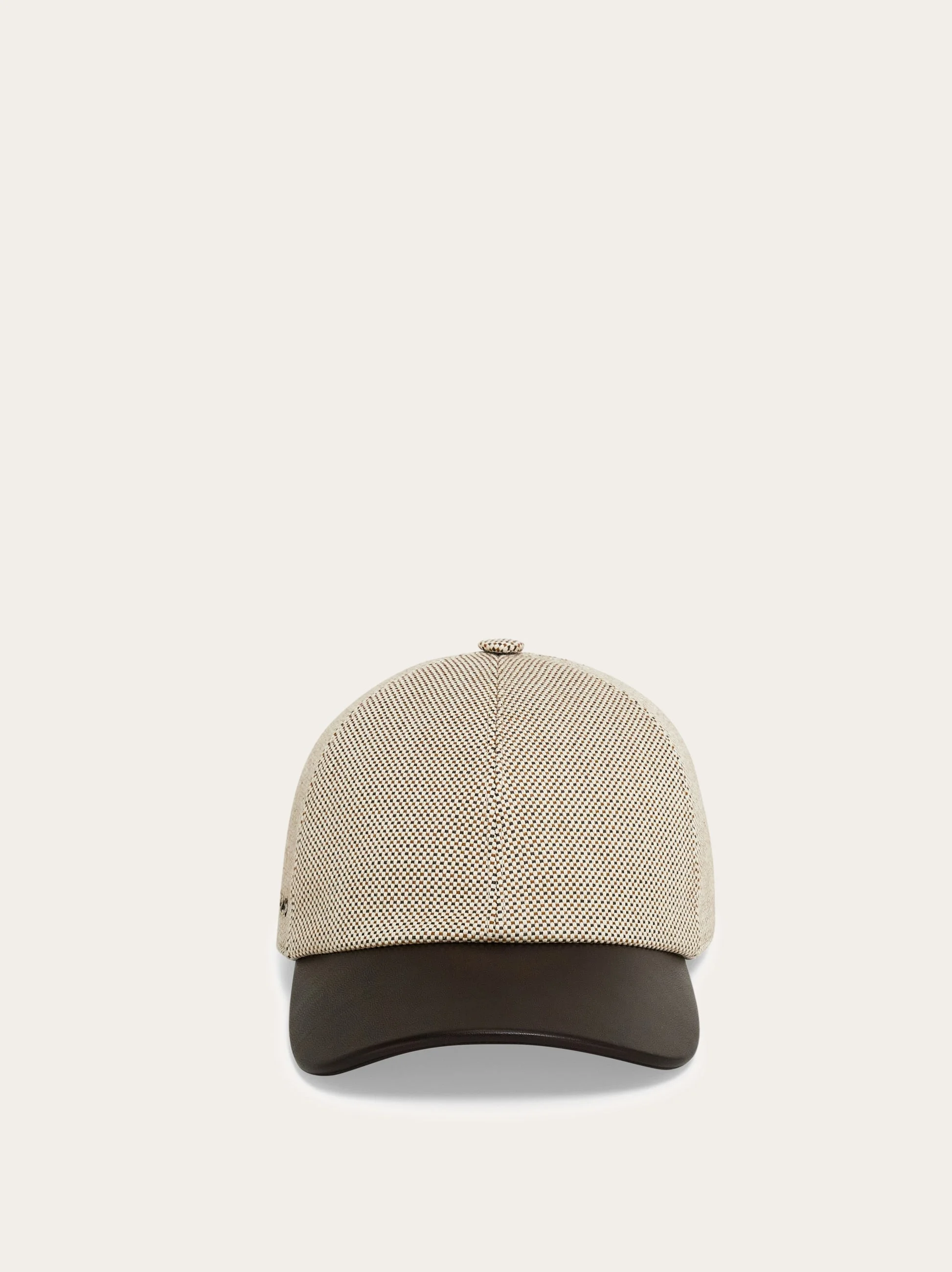 Baseball cap with leather peak - 1