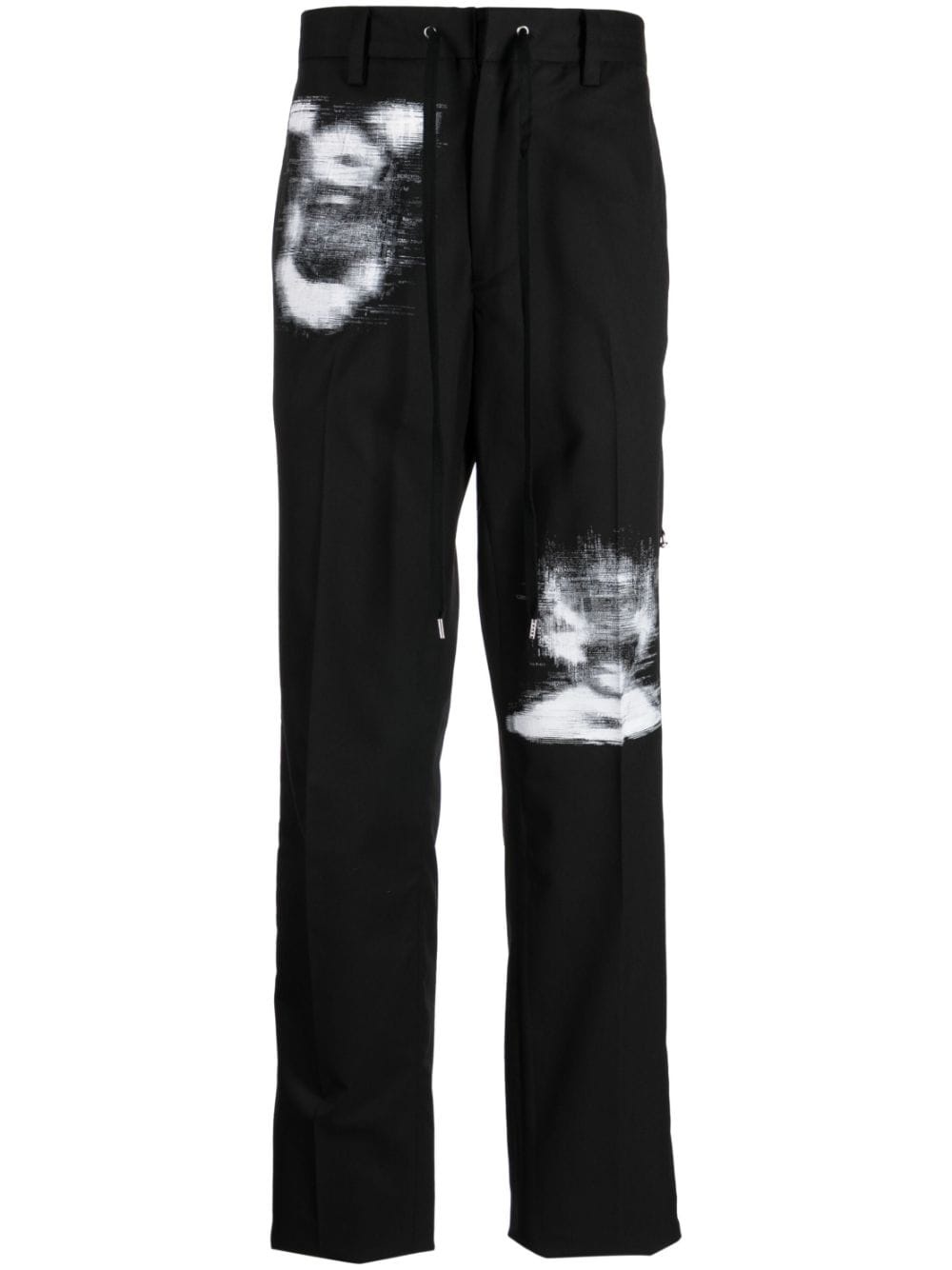 graphic-print drawstring-waist trousers - 1