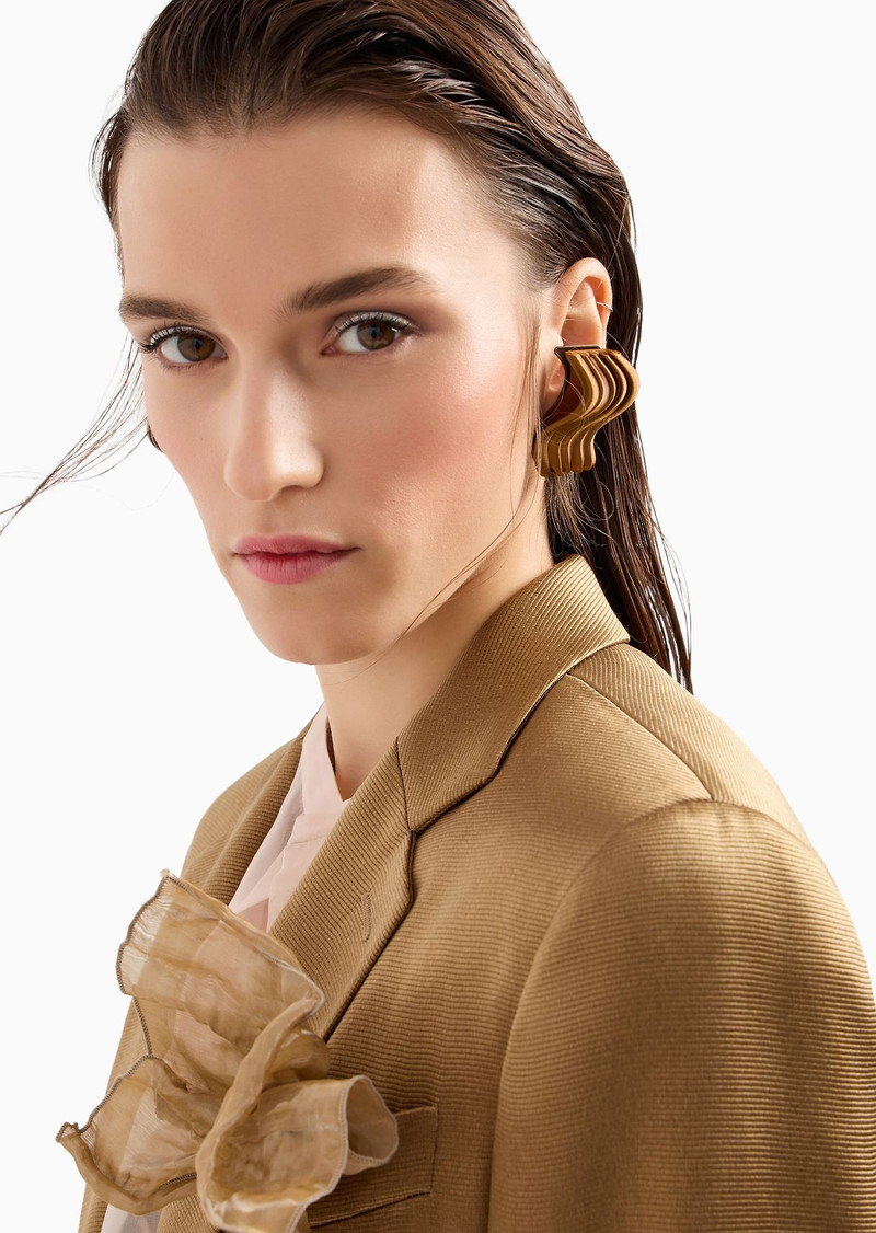 Clip earrings with a wave-effect motif 3